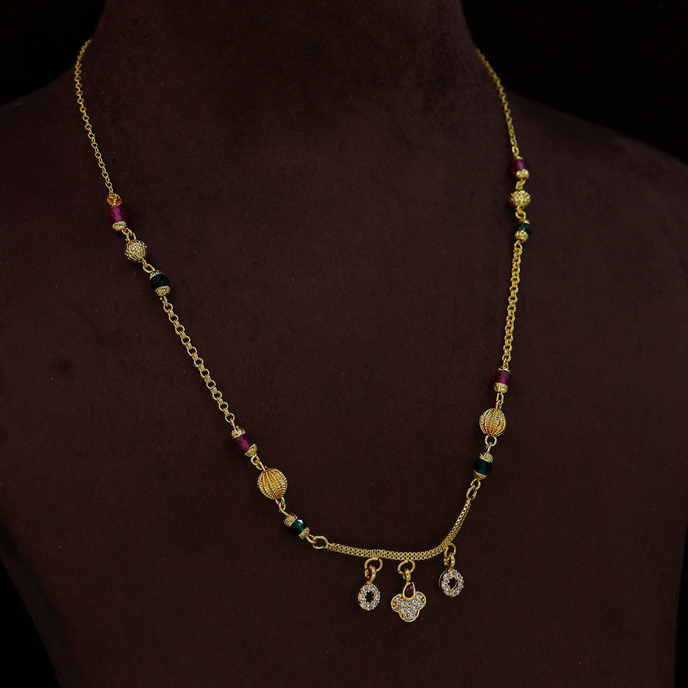 Mahavir Gold Plated Beautiful Austrian Stone Necklace