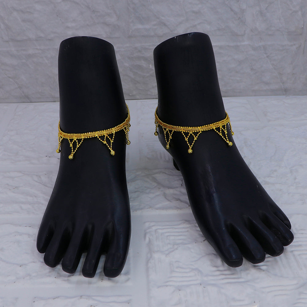 Mahavir Dye Gold Plated Traditional Payal \ Anklet (Pack of 12)