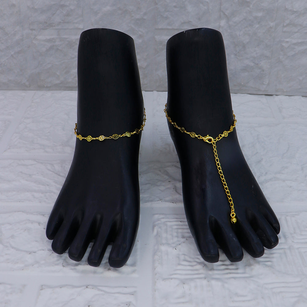 Mahavir Dye Gold Plated Traditional Payal \ Anklet (Pack of 12)