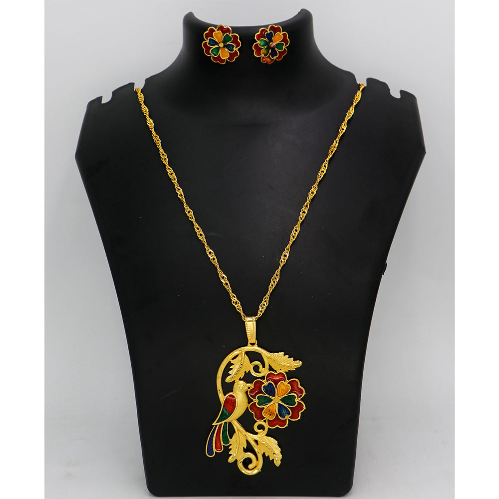 Mahavir Gold Meenakari Chain Pendant Set