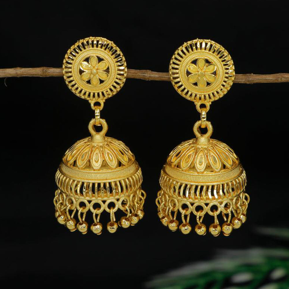 Mahavir Forming Look Wear Jhumki Mahavir DYE Gold Plated Premium Pearl Jhumki Earrings (Pack of 6)