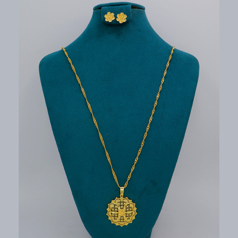 Mahavir Dye Gold Plated Designer Chain Pendant Set
