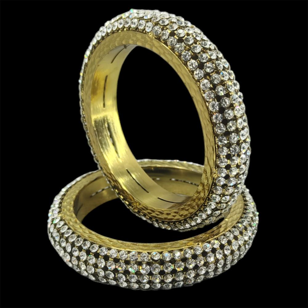 Amity Arts Brass Mehndi Plated Austrian Stone Bangle (2 Piece)
