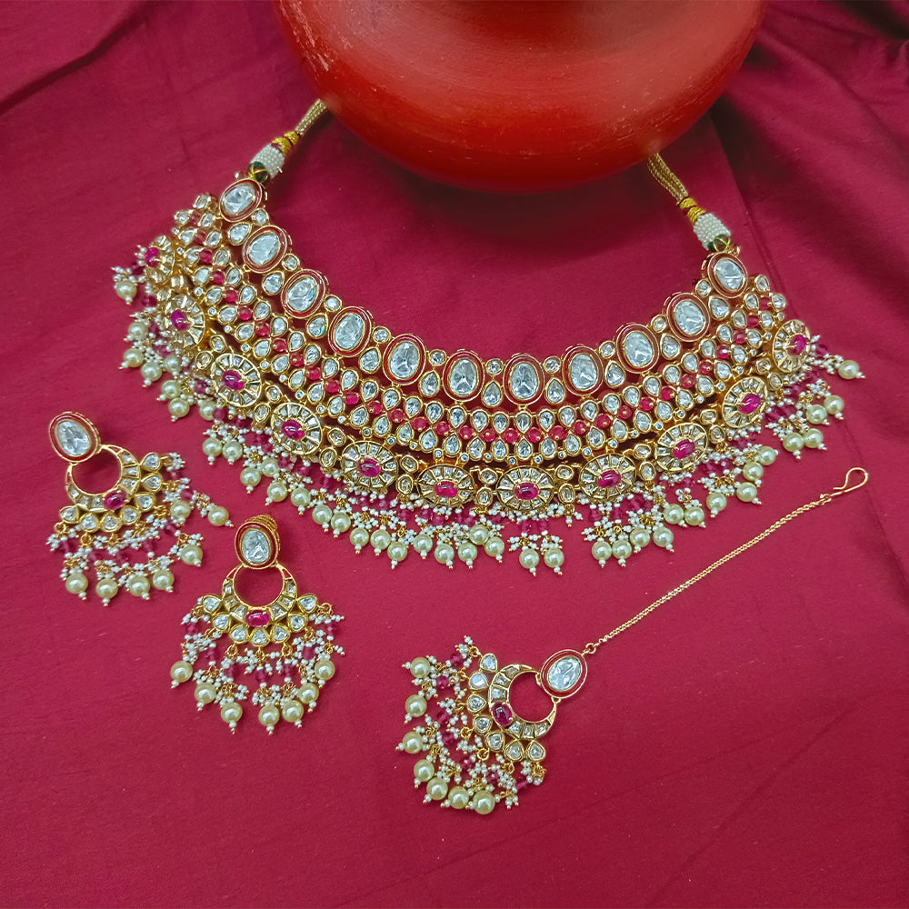 Arham Designer Polki Kundan Necklace Set with Premium Glamorous Finish