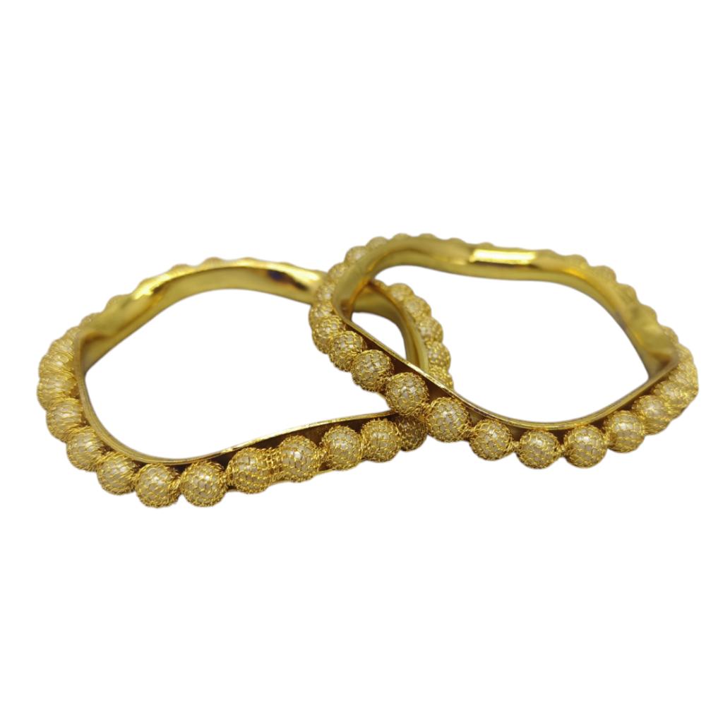 Amity Arts Gold Plated Pearl Bangle (2 Piece)
