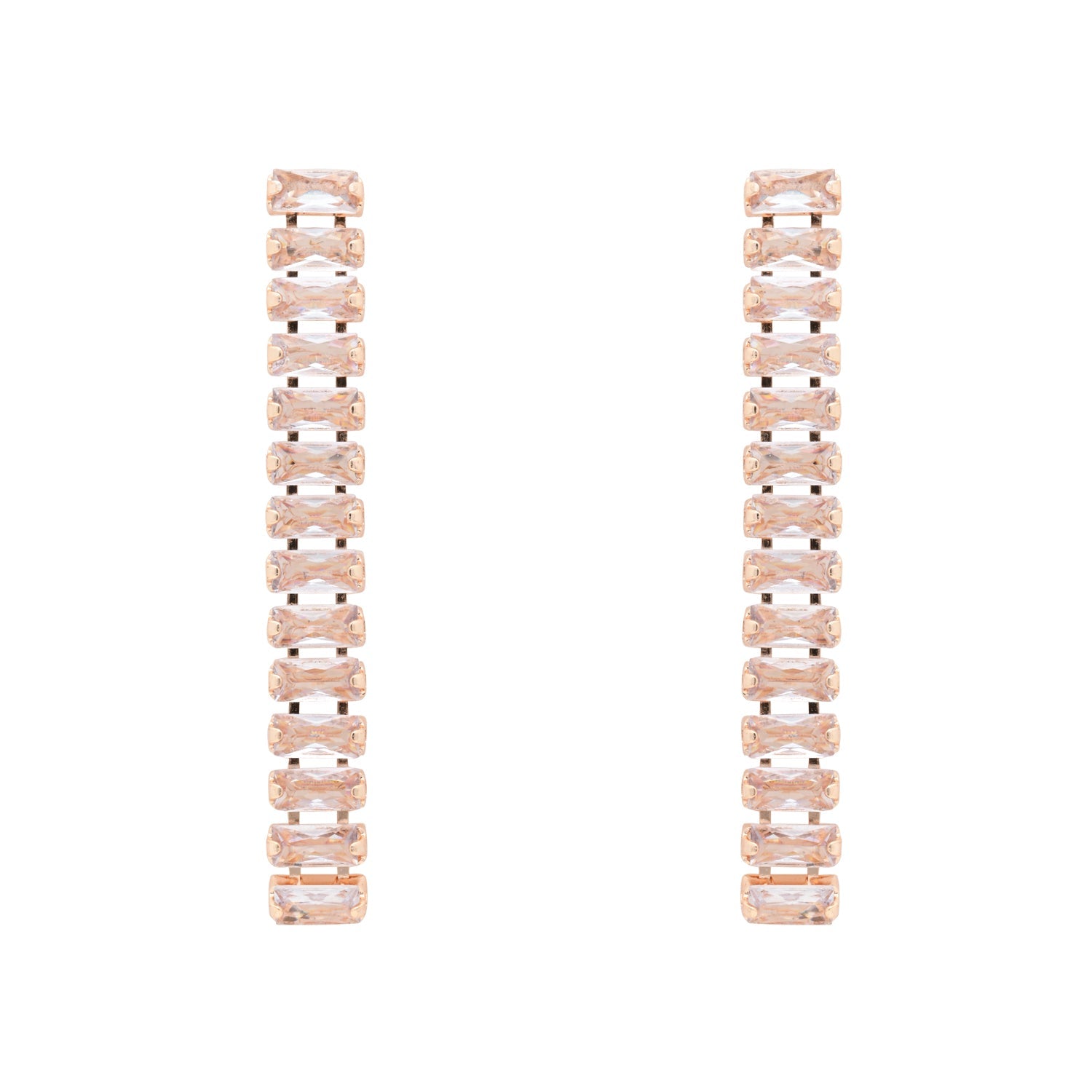 Etnico Rose Gold Plated Cubic Zirconia American Diamond Necklace & Earrings Jewellery Set for Women