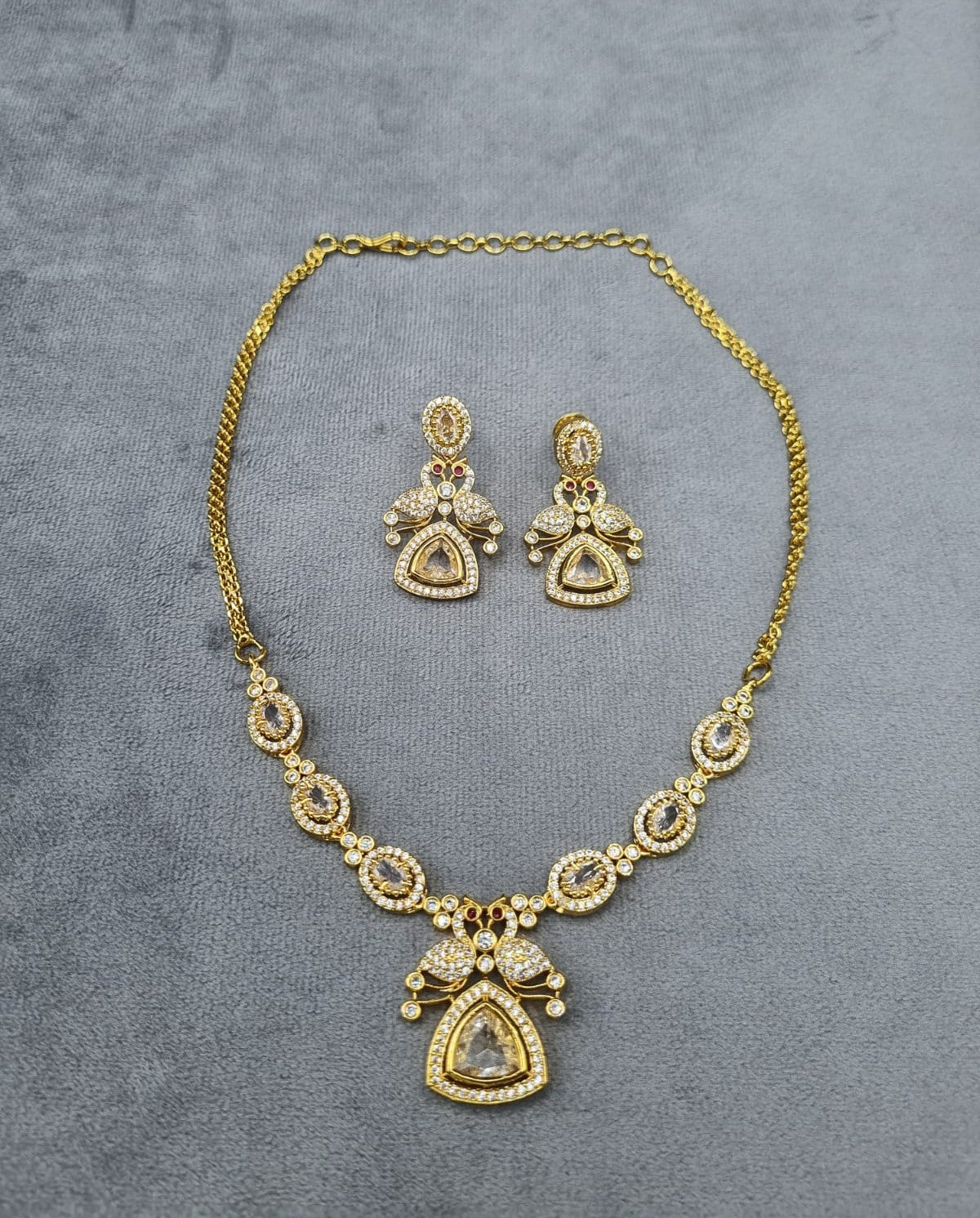 LAFZ Gold-Tone Multi-Color AD Jewelry Set