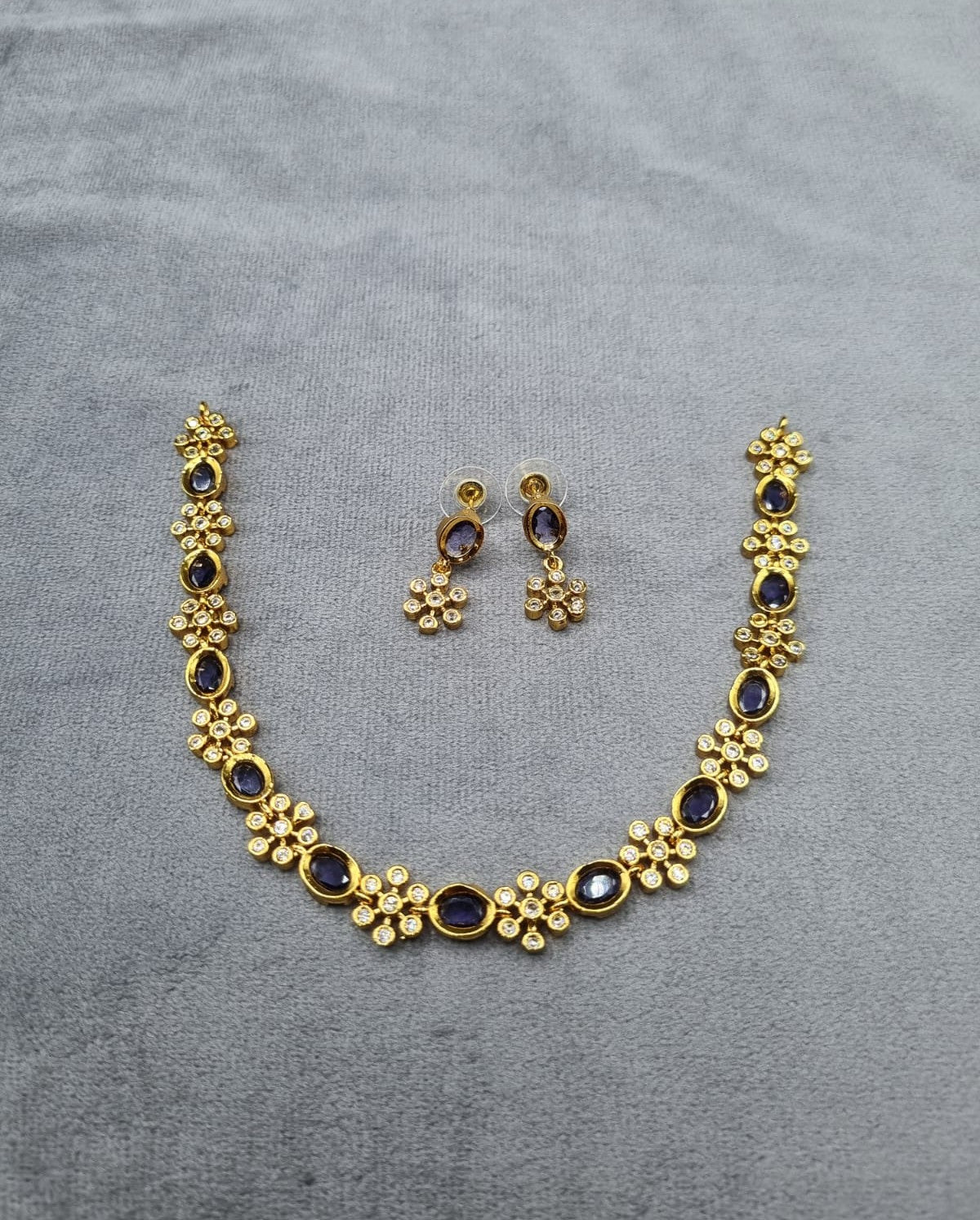 LAFZ Gold-Tone Oval & Floral AD Jewelry Set