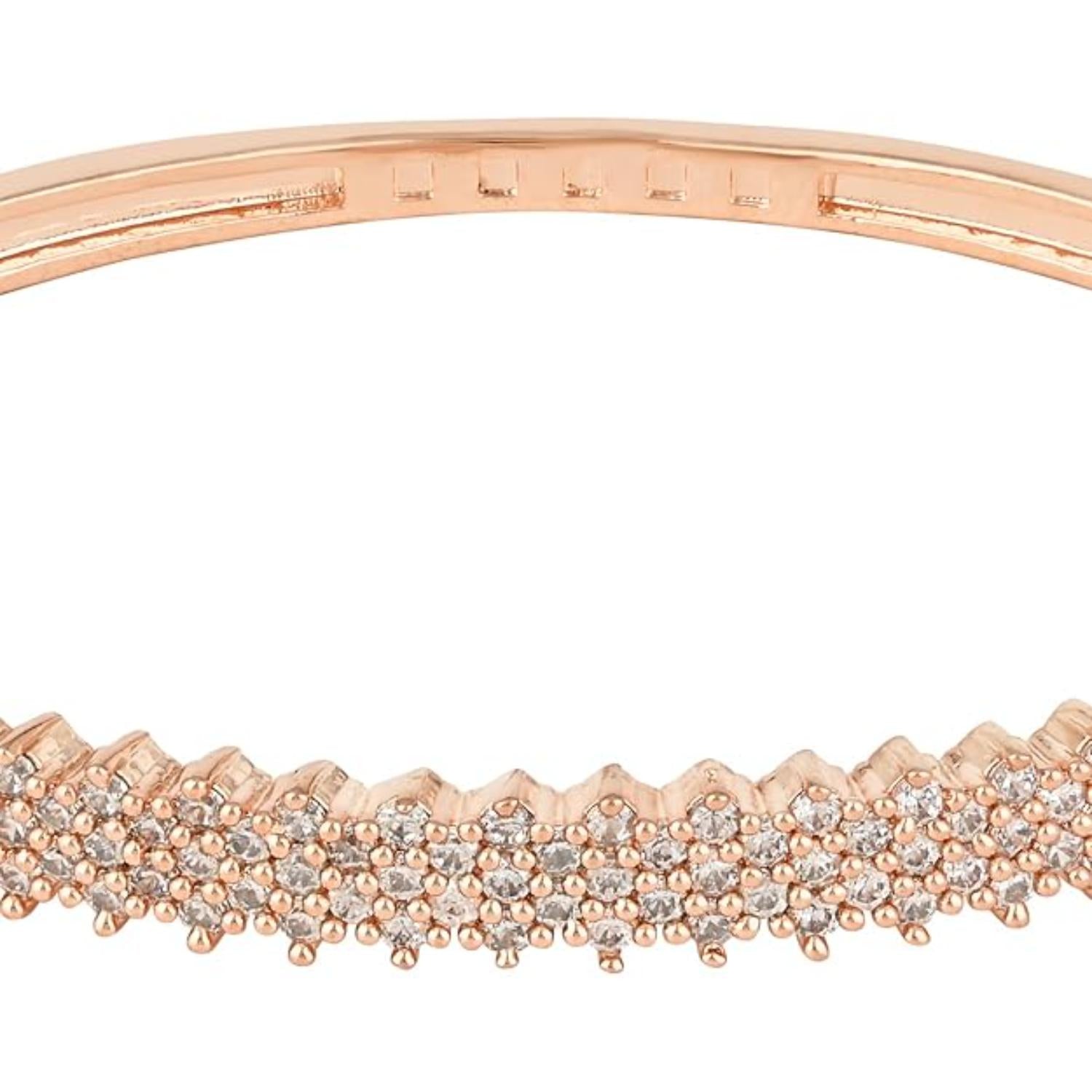 Etnico Stylish Cubic Zirconia American Diamond Adjustable Bracelet For Women
