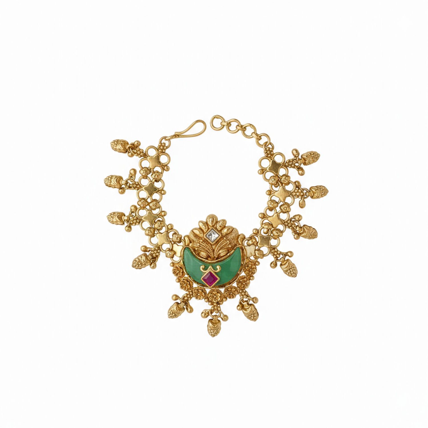 Etnico Traditional 24K Gold Plated Brass Peacock Motif Adjustable Bracelet for Women