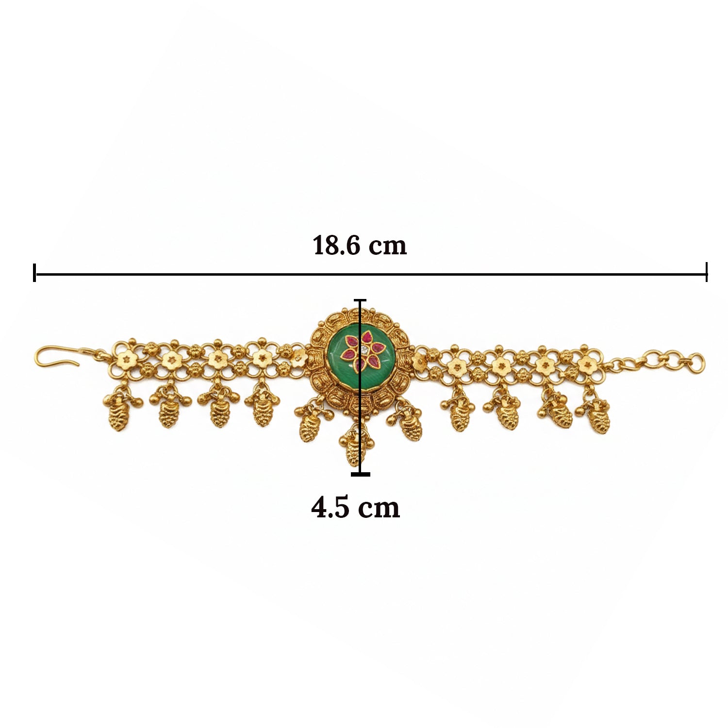 Etnico Traditional Gold Plated Brass Floral Motif Adjustable Bracelet for Women