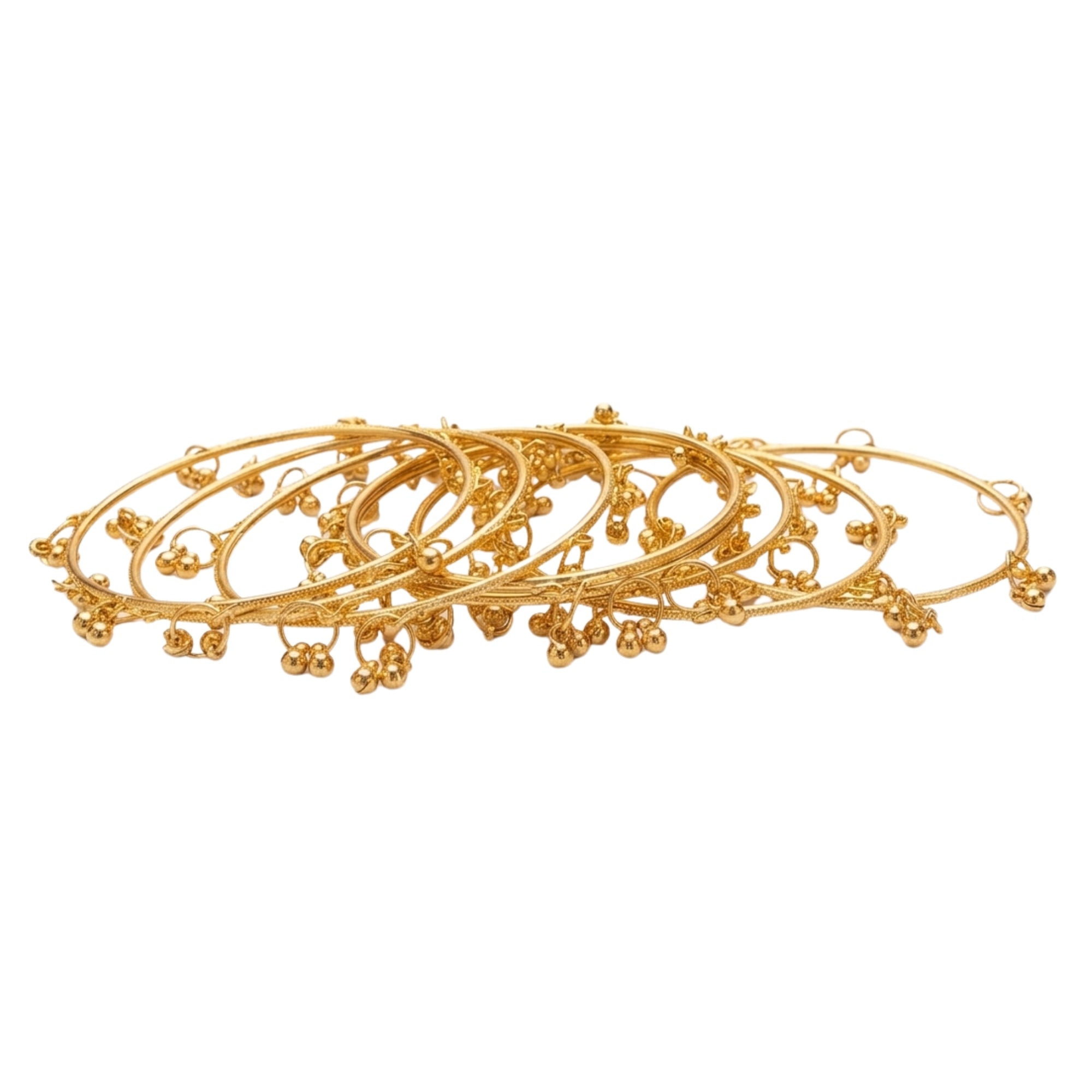 Etnico Traditional Kashmiri 8 Bangle Set for Women | Ethnic Ghungroo Design Stackable Bangles
