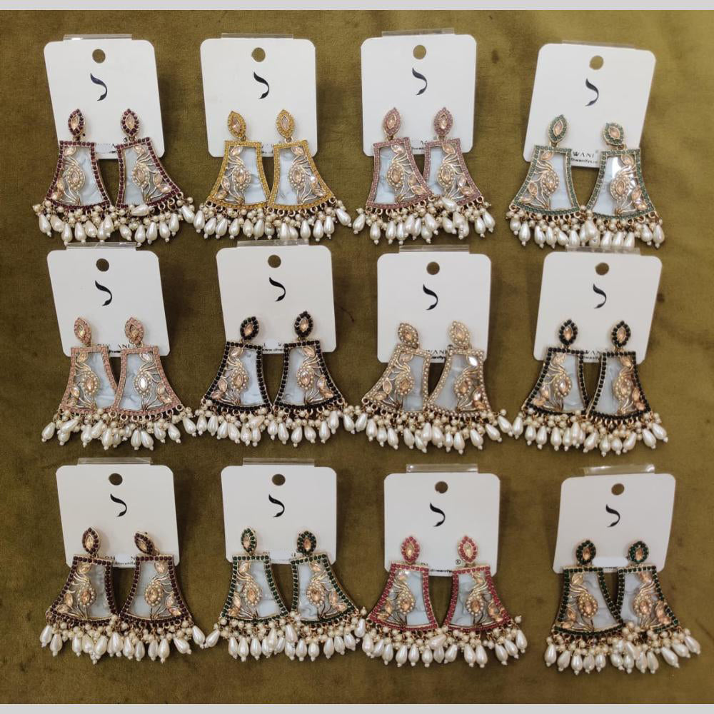 Dhwani Trendy Crystal Stone And Beads Dangler Earrings
