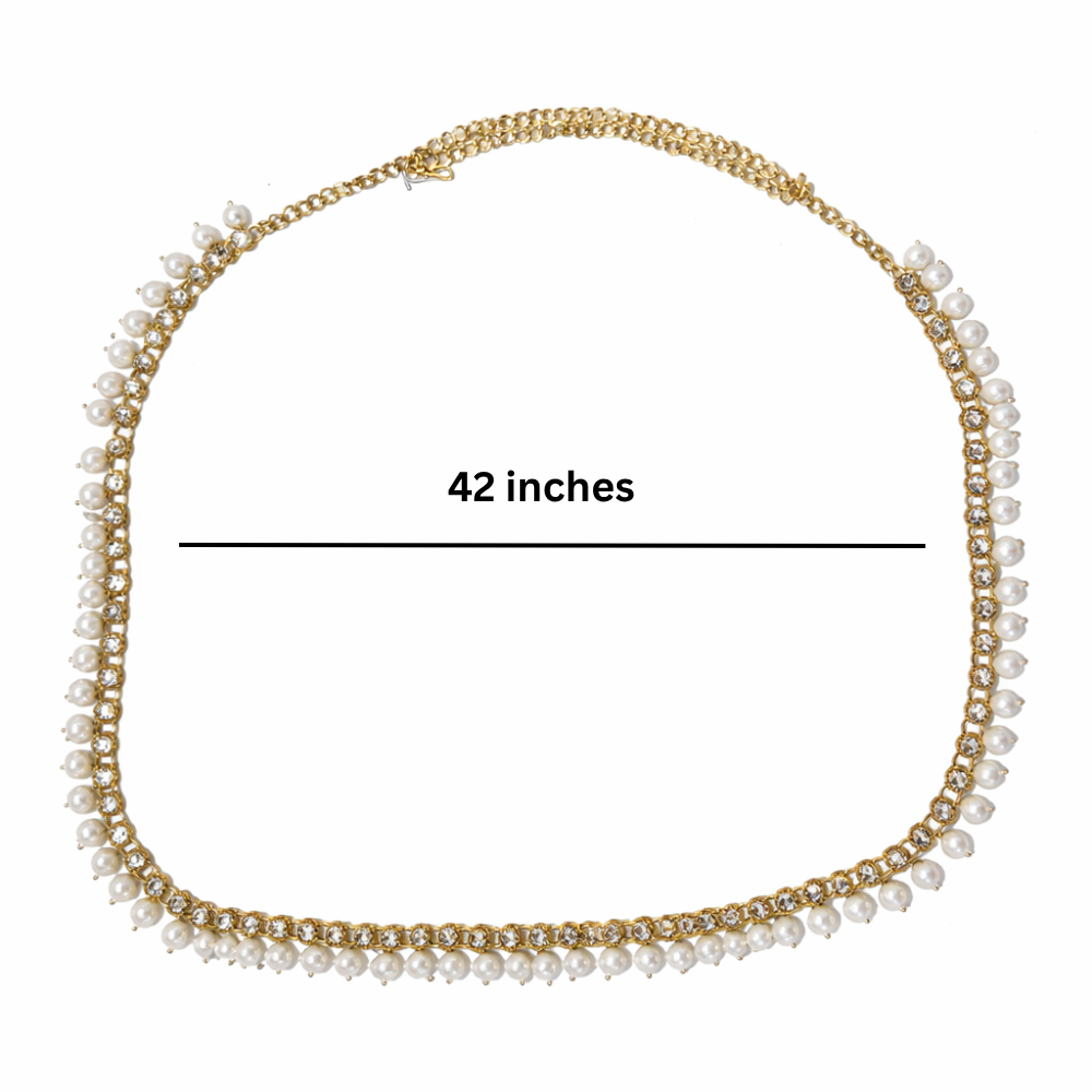 Etnico Traditional Gold Plated Pearl Beaded Kamarband/Belly Chain/Kandora/Wait Belt for Women