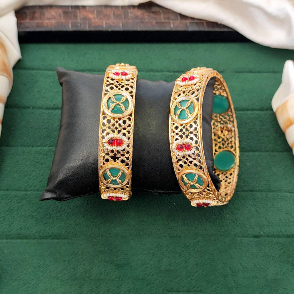 Js Fashion Traditional High Gold Bangles with Floral Jali Pattern