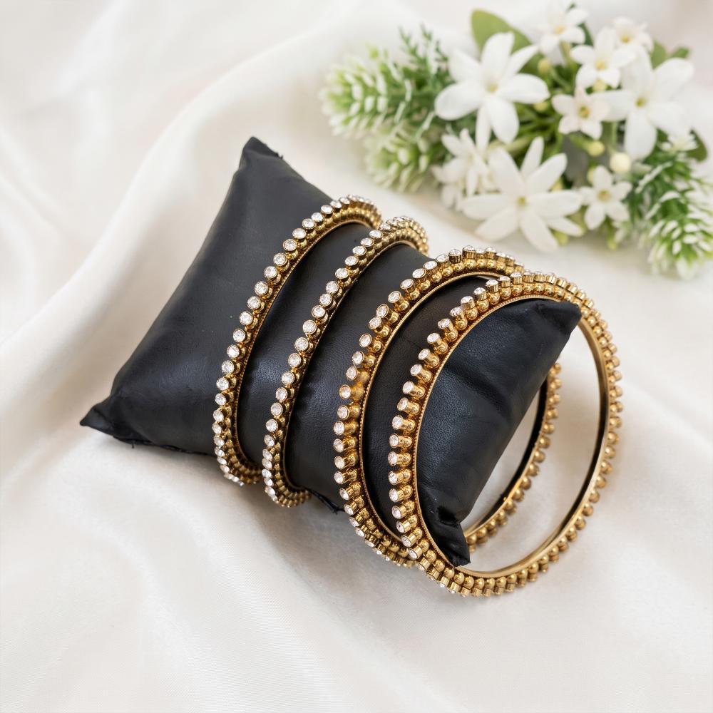 Js Fashion Mehendi Polish Crystal Kundan Bangle Set for Women