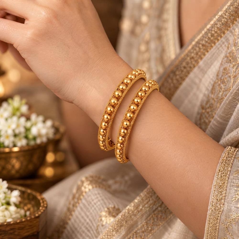Js Fashion High Gold Ball Chain Design 4 Bangles Set