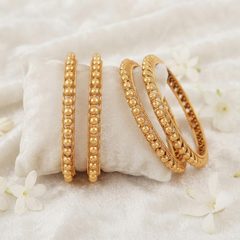 Js Fashion High Gold Ball Chain Design 4 Bangles Set