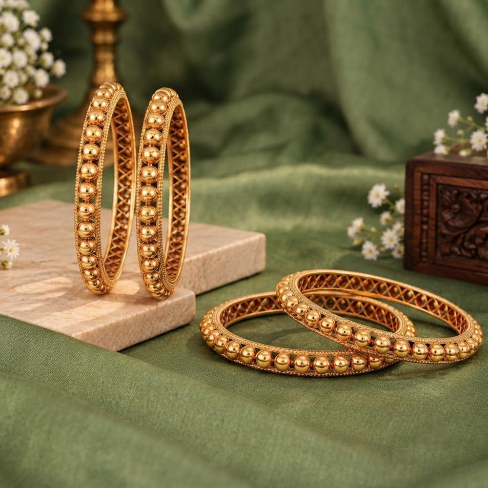 Js Fashion High Gold Ball Chain Design 4 Bangles Set
