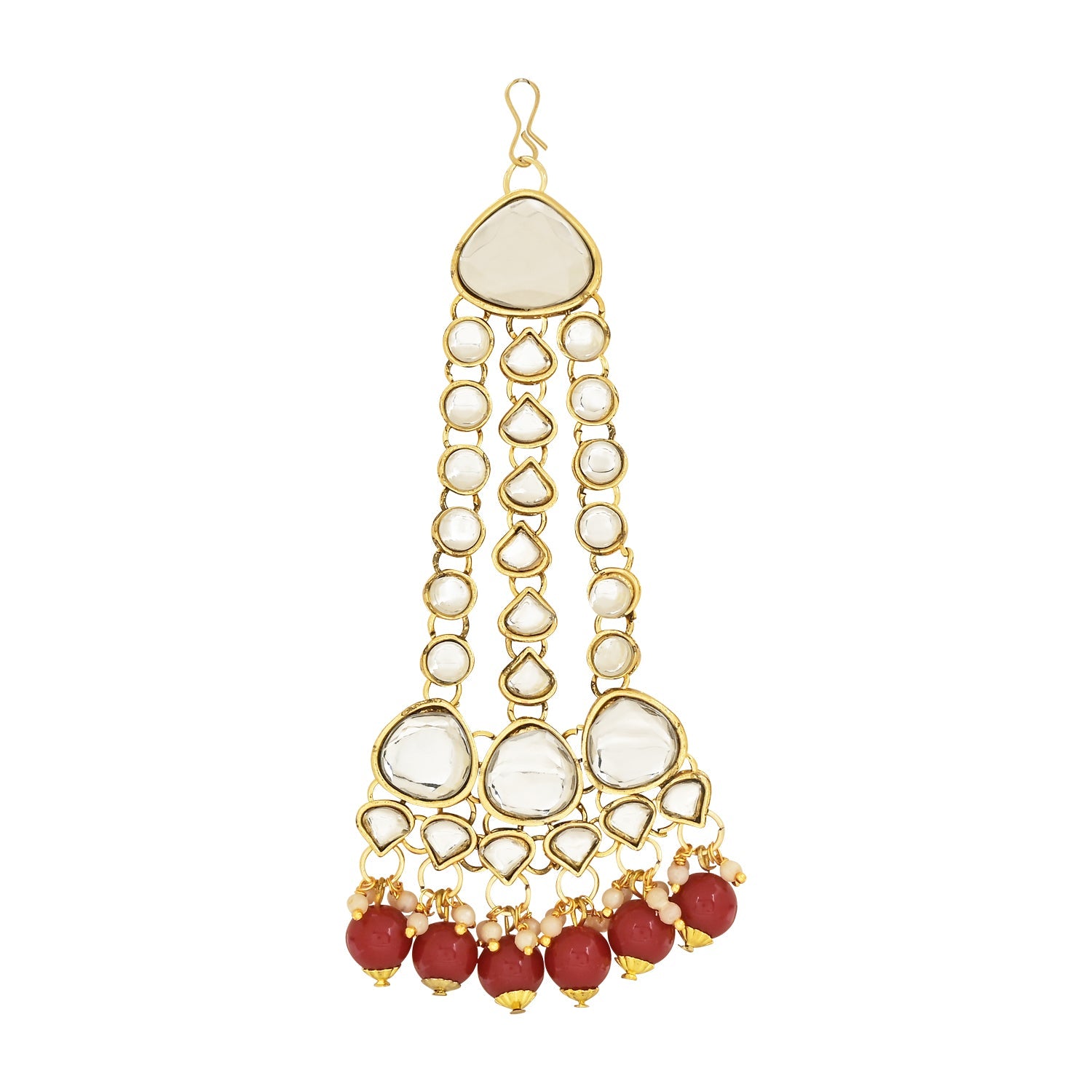 Etnico Wedding Collection Traditional Ethnic Gold Plated Pearl & Kundan Stone Work Bridal Jewellery Set For Women