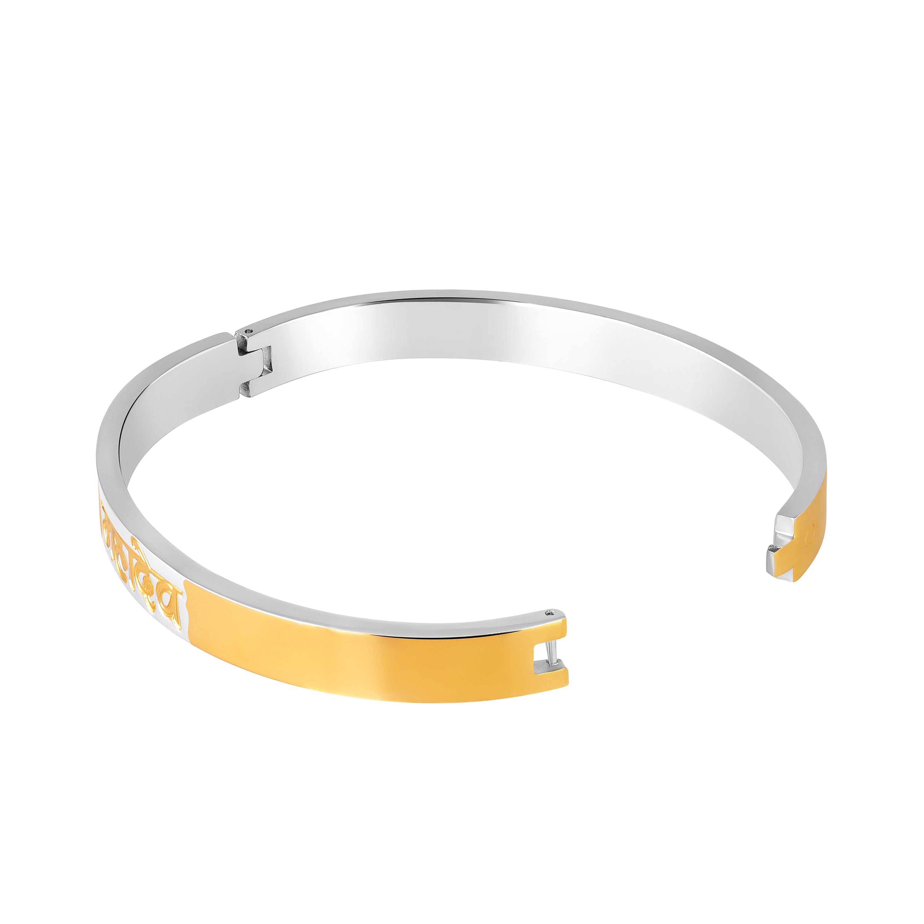 Mahi Stylish Golden & Silver Kada Mahadev Engraved Religious Elegant Kada Bracelet for Men (BR1101094M)