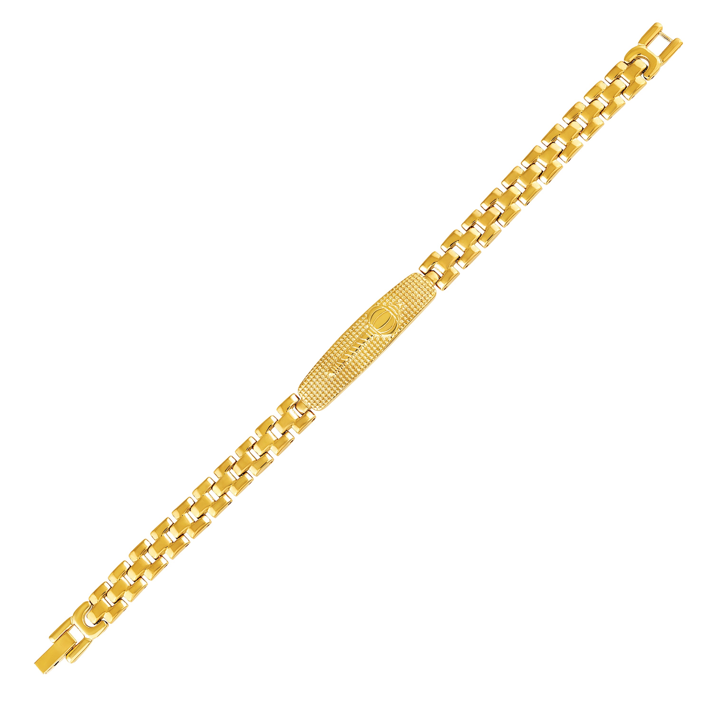 Mahi Men’s Gold Plated Designer Bracelet Premium Hanuman Gada Textured Chain Link Kada Style Bracelet for Men (BR1101096G)