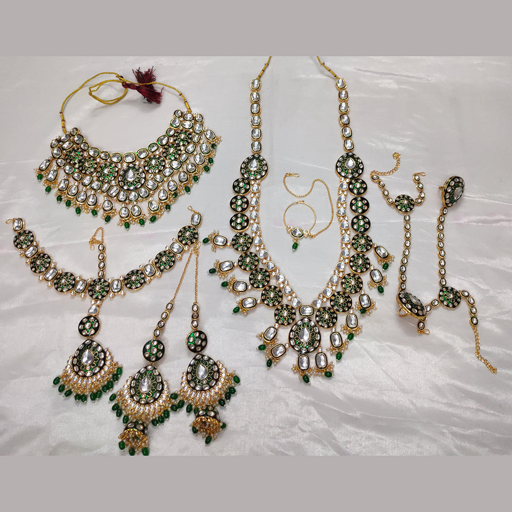 Knigght angel Gold Plated Kundan Stone And Meenakari Bridal Set