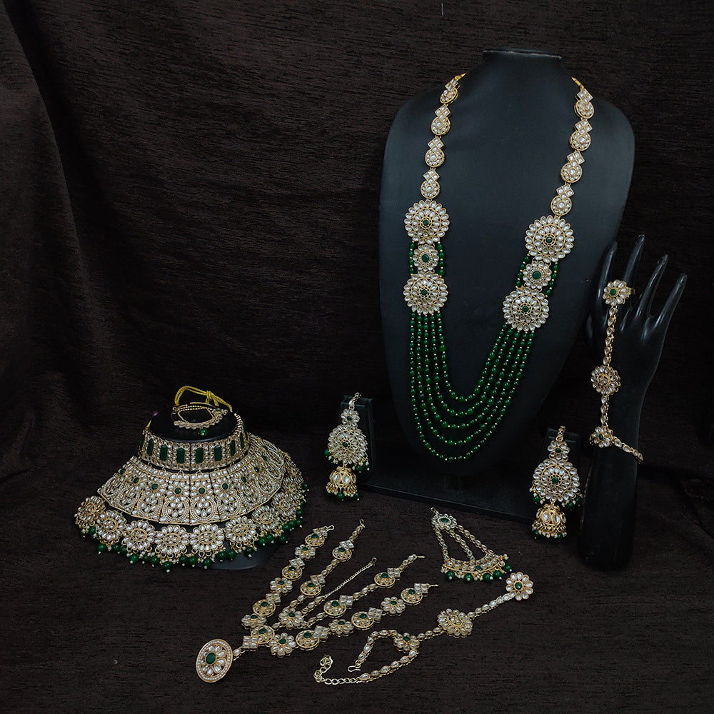 Knigght angel Gold Plated Kundan Stone And Pearls Bridal Set