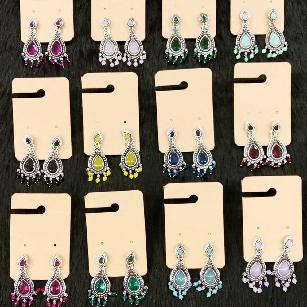 Dhwani Luxury Pota Stone And Austrian Stone Pearl Dangler Earrings