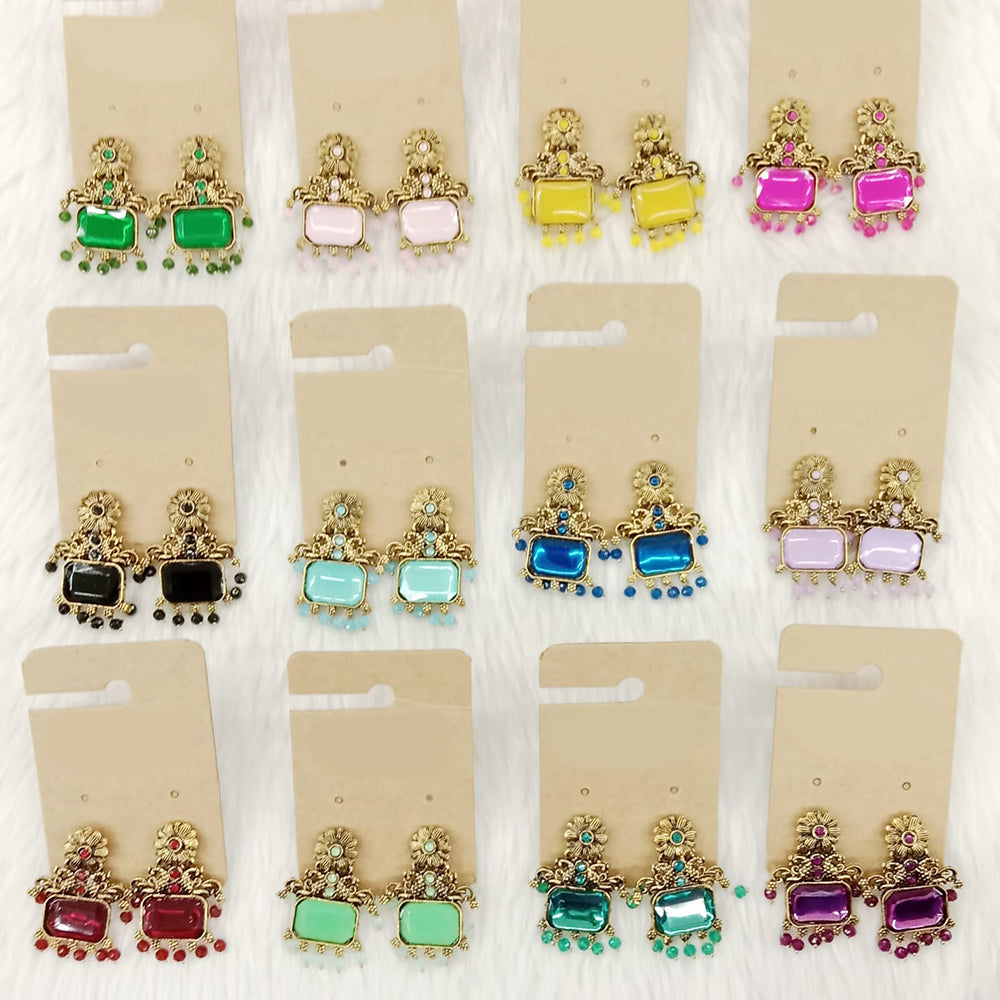 Dhwani Luxury Pota Stone And Austrian Stone Pearl Dangler Earrings