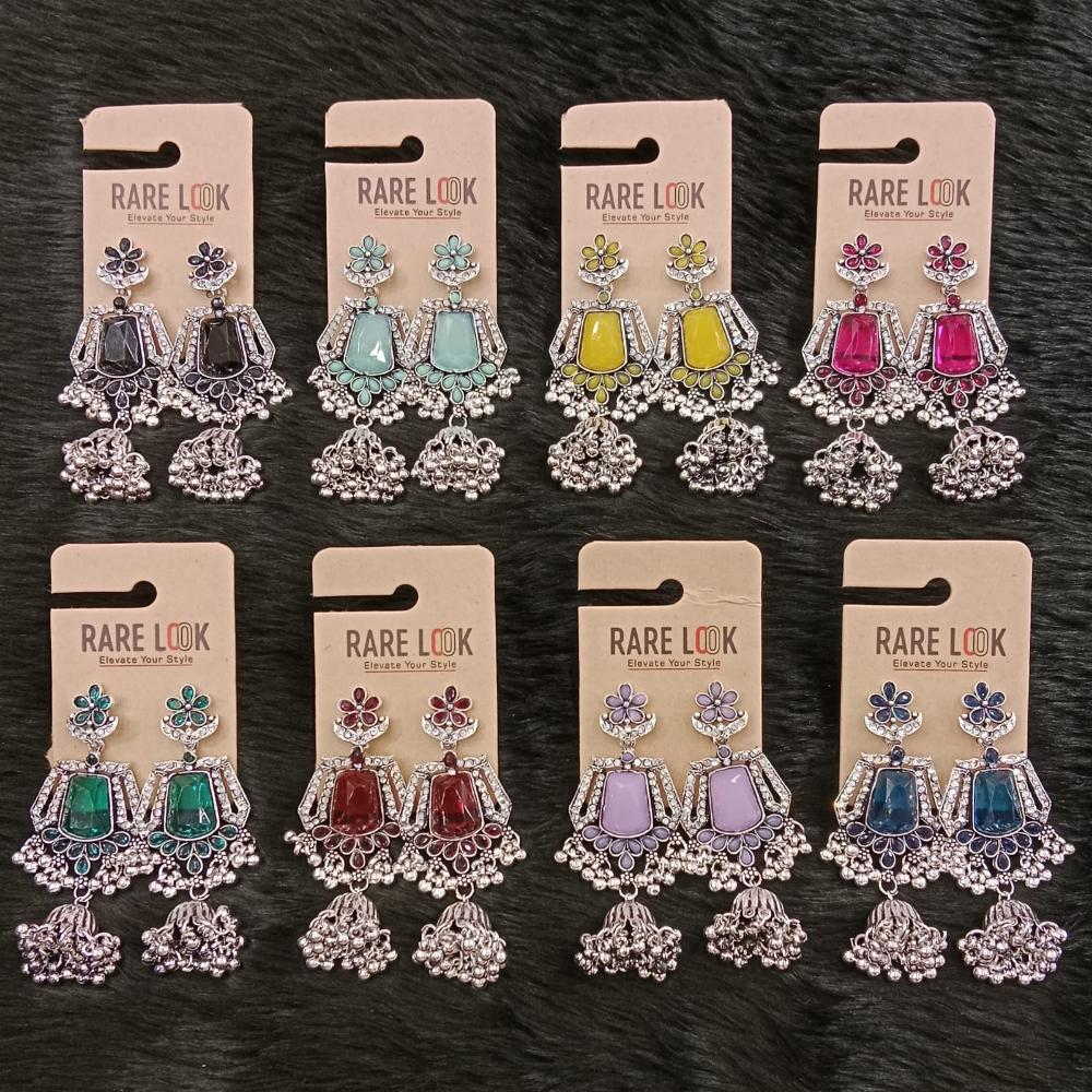 Dhwani Trendy Pota Stone And Pearl Jhumki Earrings- (Pack of 8)