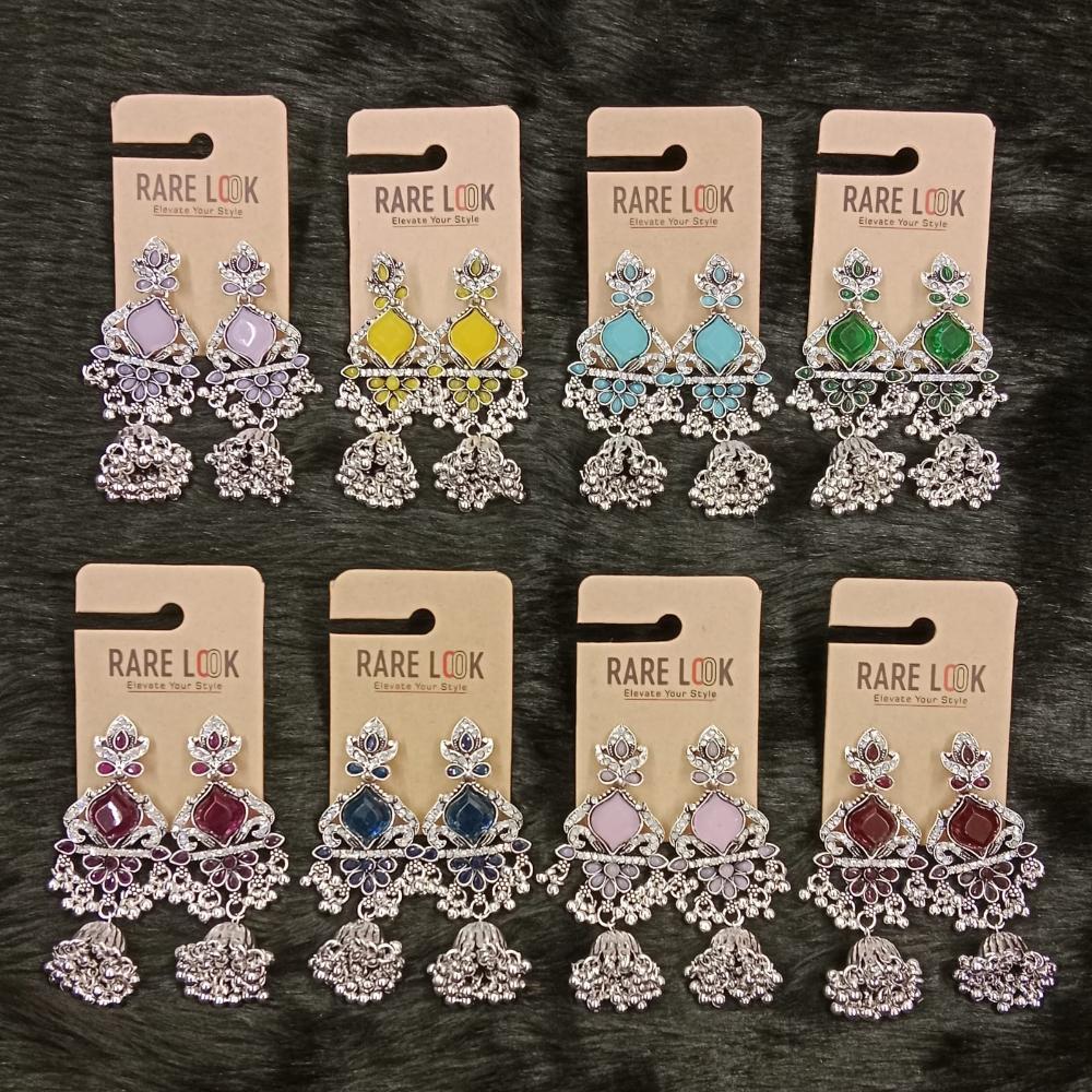 Dhwani Trendy Pota Stone And Pearl Jhumki Earrings- (Pack of 8)