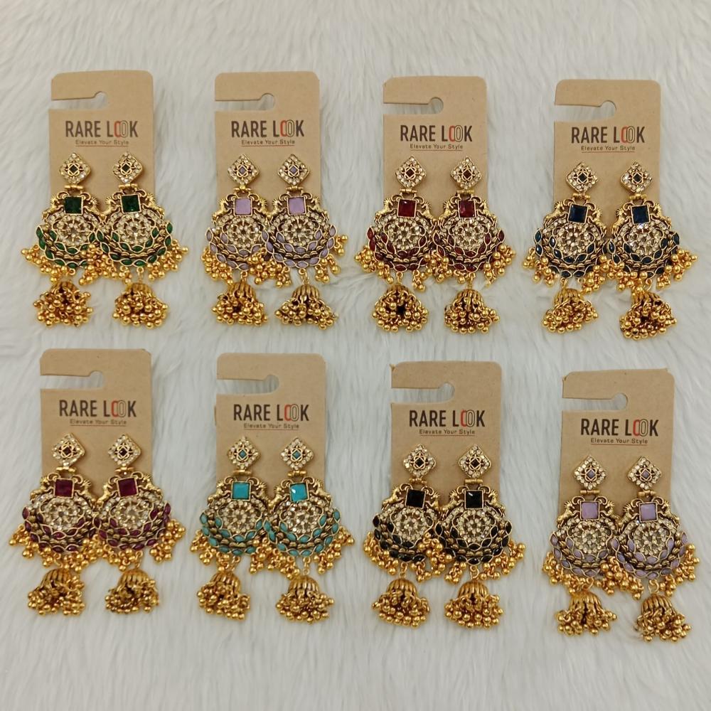 Dhwani Trendy Pota Stone And Pearl Jhumki Earrings- (Pack of 8)