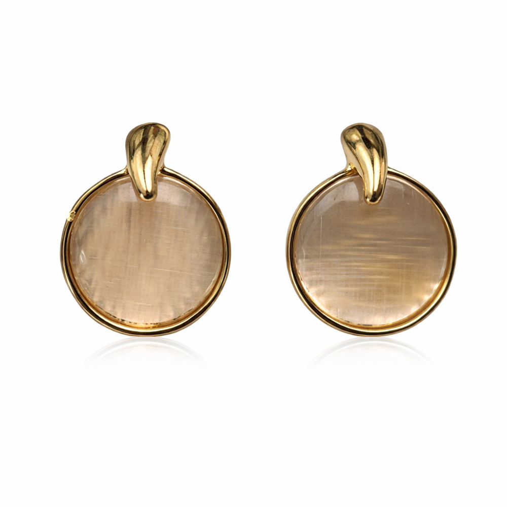 Etnico Round Mother of Pearl Pendant Necklace with Matching Stud Earrings Set for Women