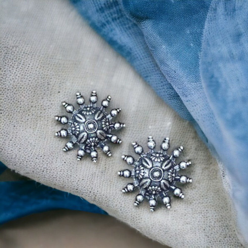 Bevy Pearls Classic Tribal Inspired Oxidised Stud Earrings