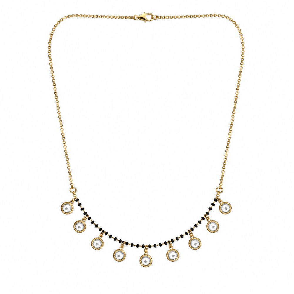 Etnico Fashion Gold Plated Kundan Black Beads Mangalsutra Necklace for Women
