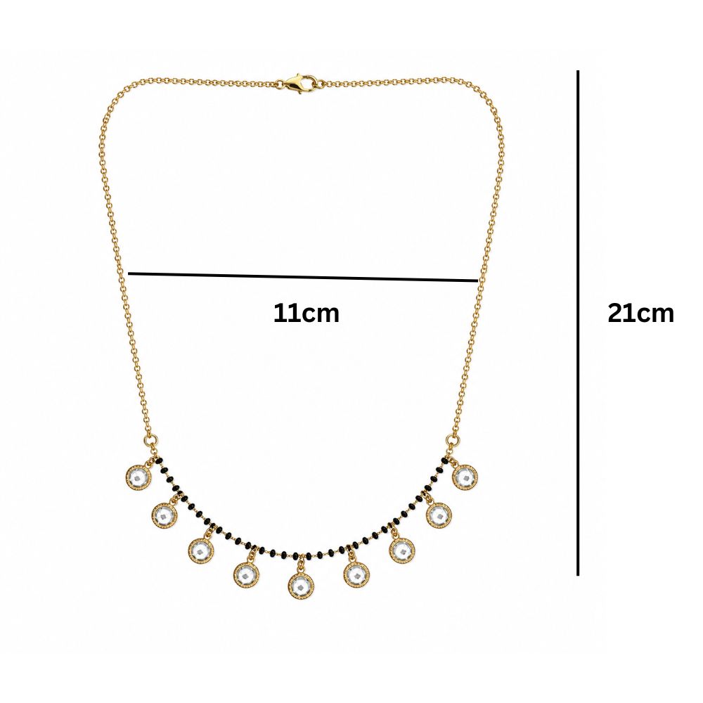 Etnico Fashion Gold Plated Kundan Black Beads Mangalsutra Necklace for Women