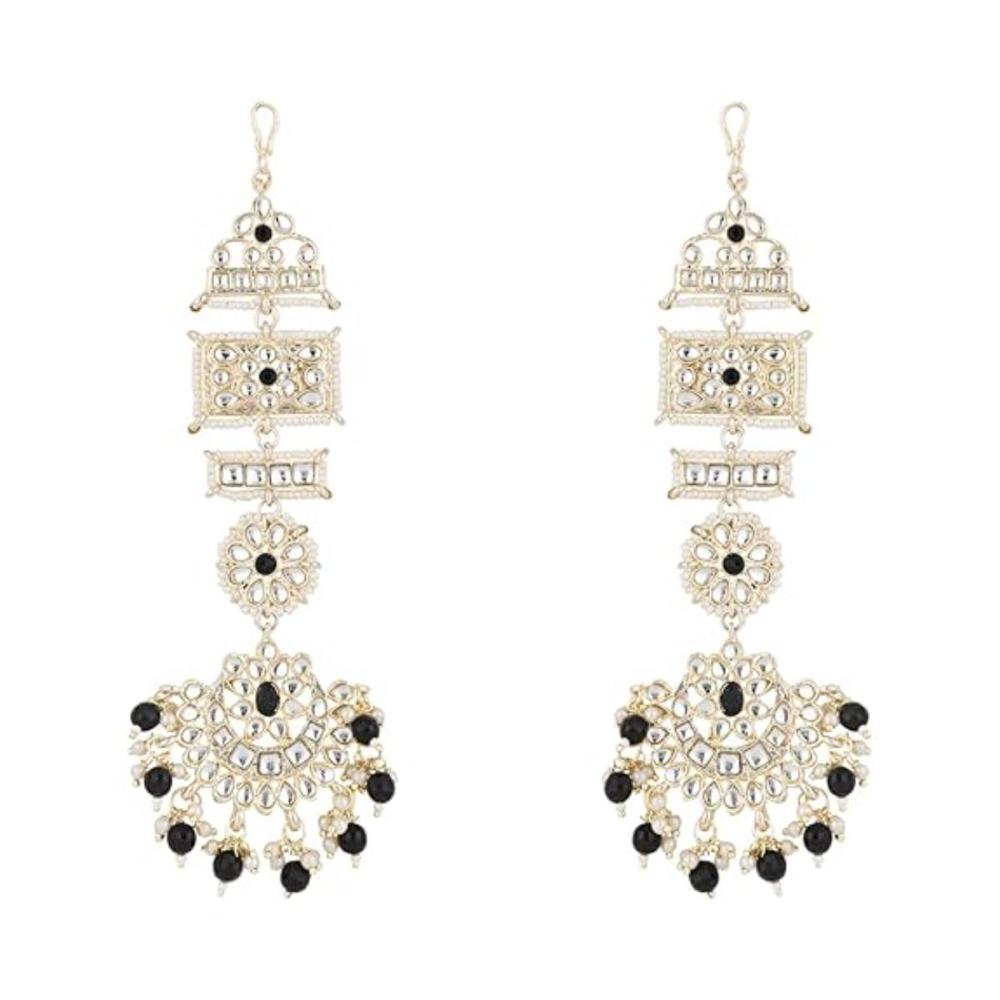 Etnico Gold Plated Traditional Kundan & Pearl Chandbali Earrings For Women (E2861B)