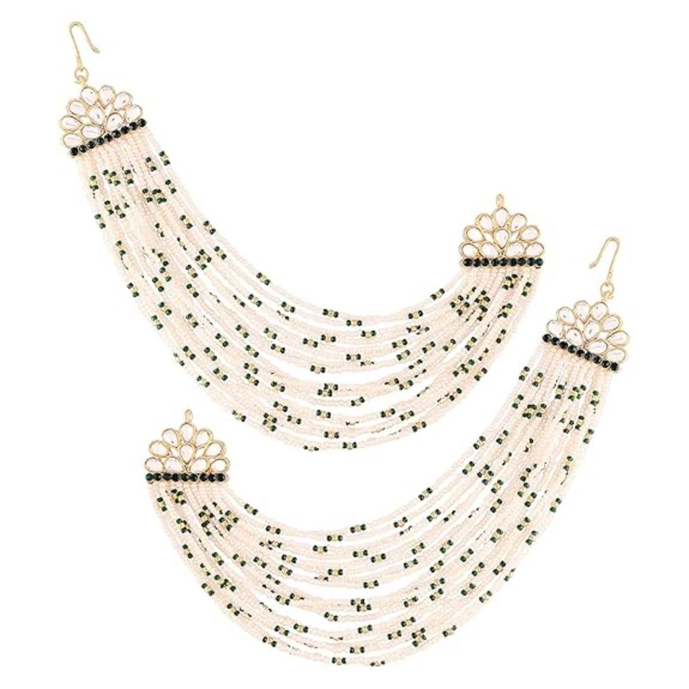 Etnico Gold Plated Multi Strand Earring with Ear Chain Embellished With Pearl For Women/Girls (E2882G)