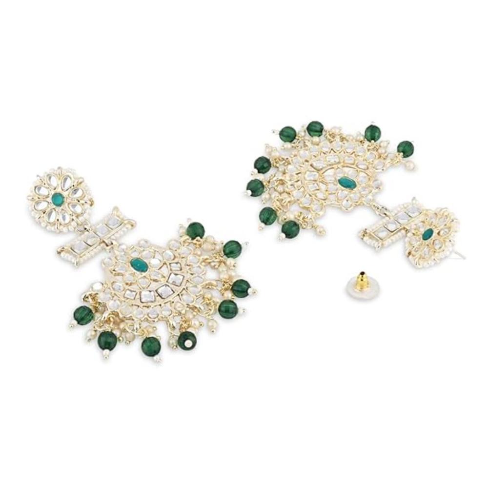 Etnico Gold Plated Traditional Kundan & Pearl Chandbali Earrings For Women (E2927G)