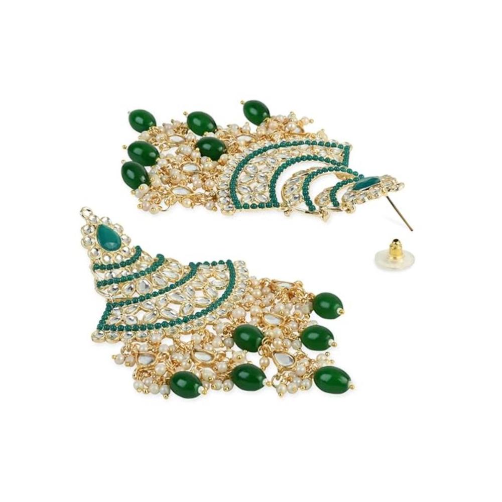 Etnico Gold Plated Traditional Handcrafted Pearl Kundan Beaded Chandbali Earrings for Women/Girls (E3055G)