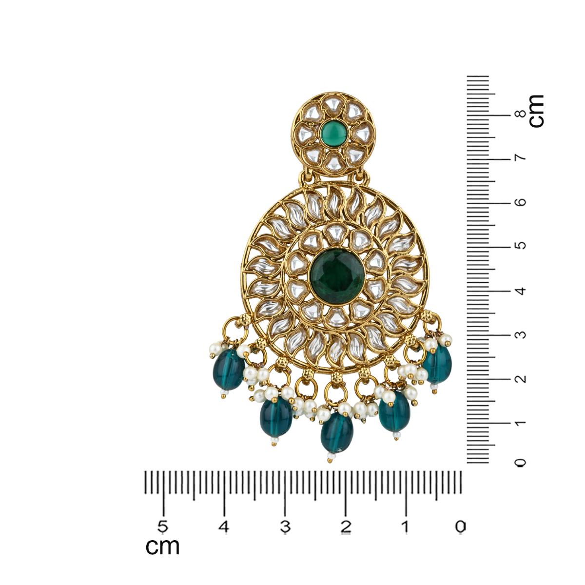 Etnico Gold Plated Traditional Handcrafted Kundan Pearl Floral Design Earrings For Women/Girls