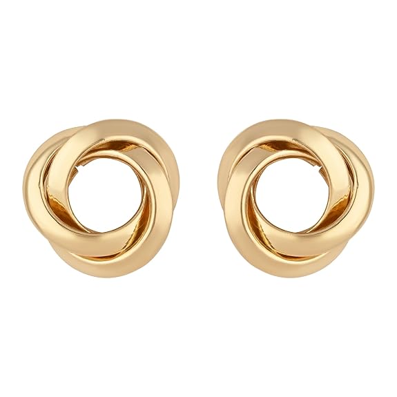 Etnico Latest Trendy Stylish Gold Plated Geometric Twist Chunky Stud Earrings for Women and Girls