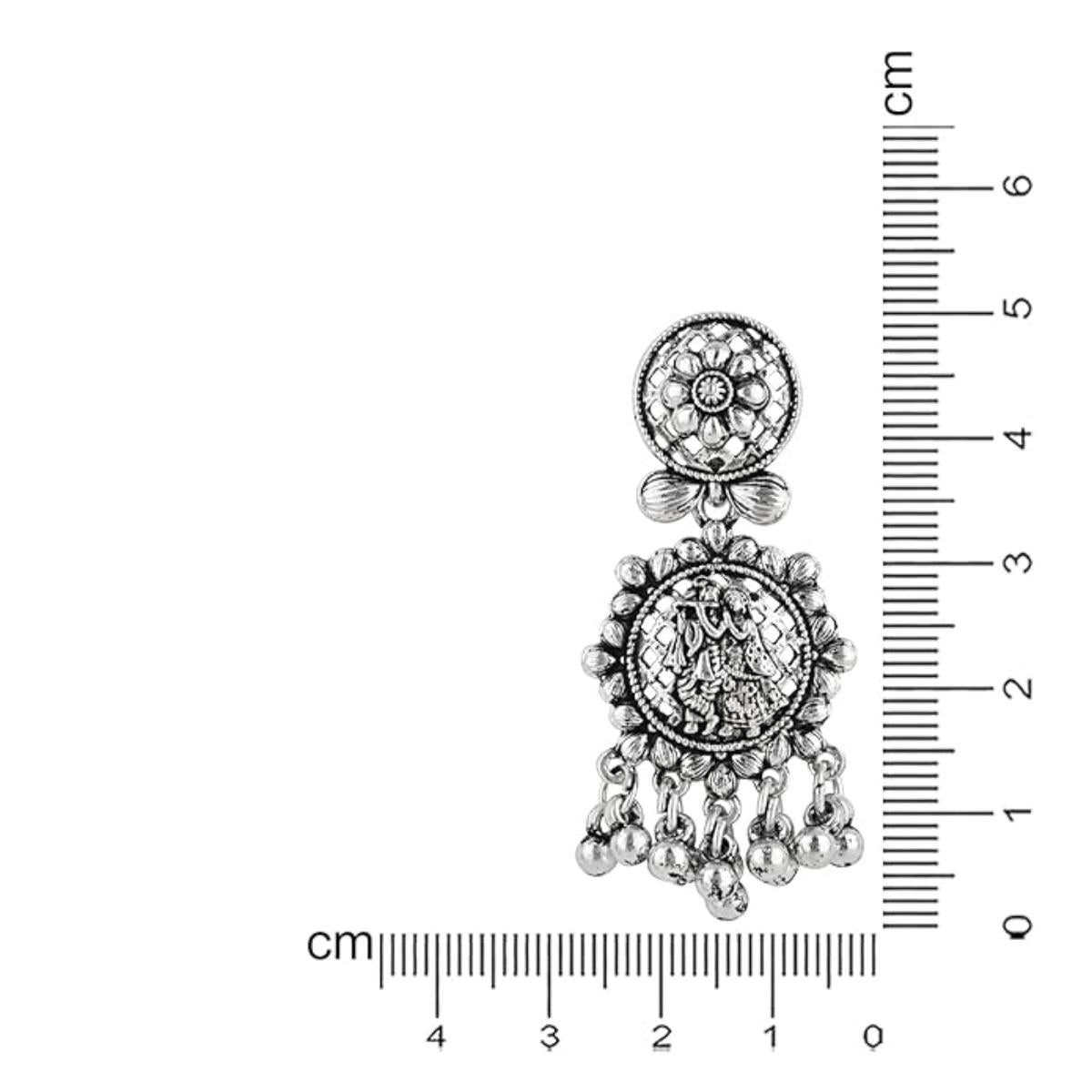 Etnico Womens Navratri Ethnic Silver Oxidised Afghani Style Trending Earrings