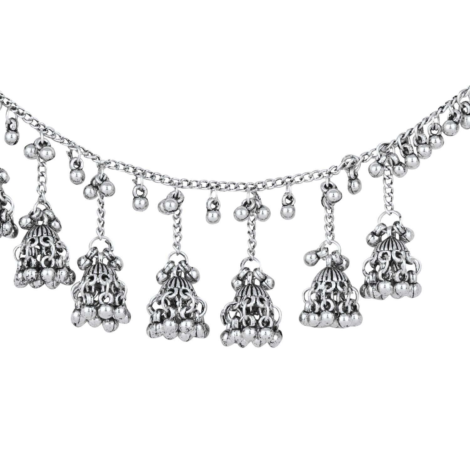 Etnico Traditional Ethnic Ghungroo Jhumka Hair Chain/Earchain For Women