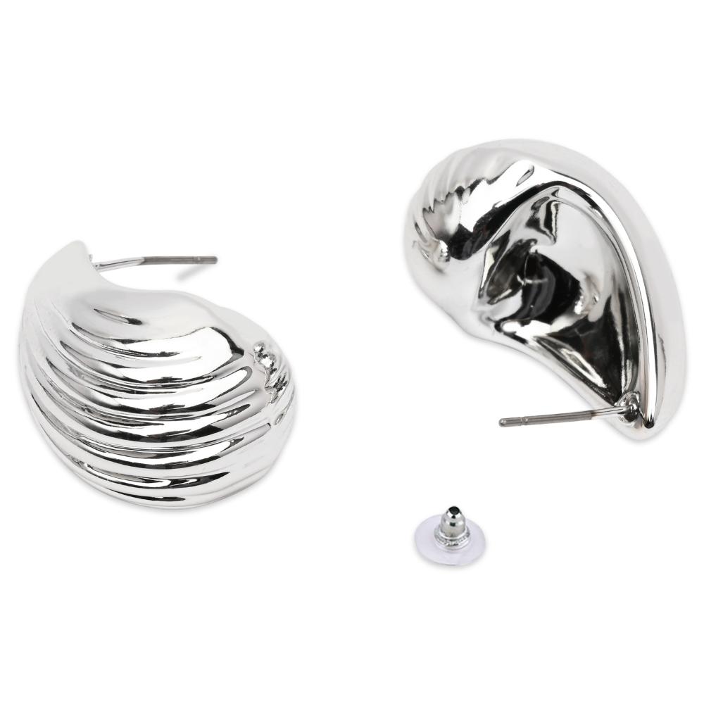 Etnico Silver Plated Lightweight Drop Chunki Earrings For Women (E3280S)