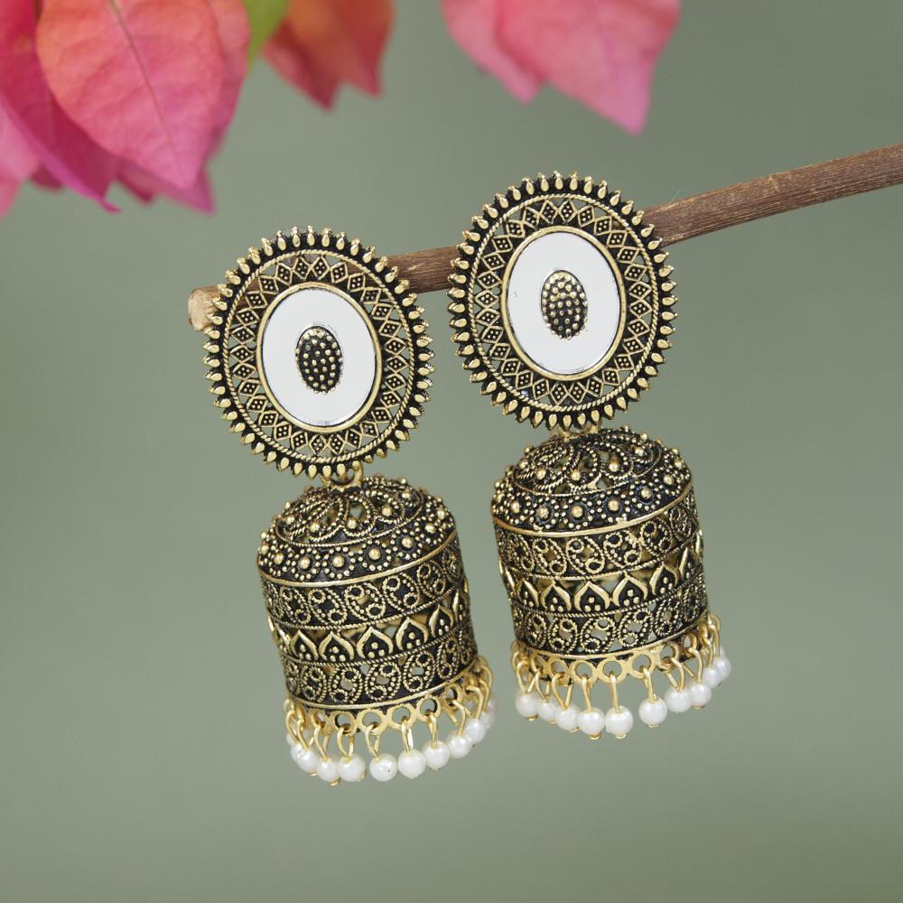 Etnico Gold Plated Traditional Jhumka Earrings For Women (E3314FL)