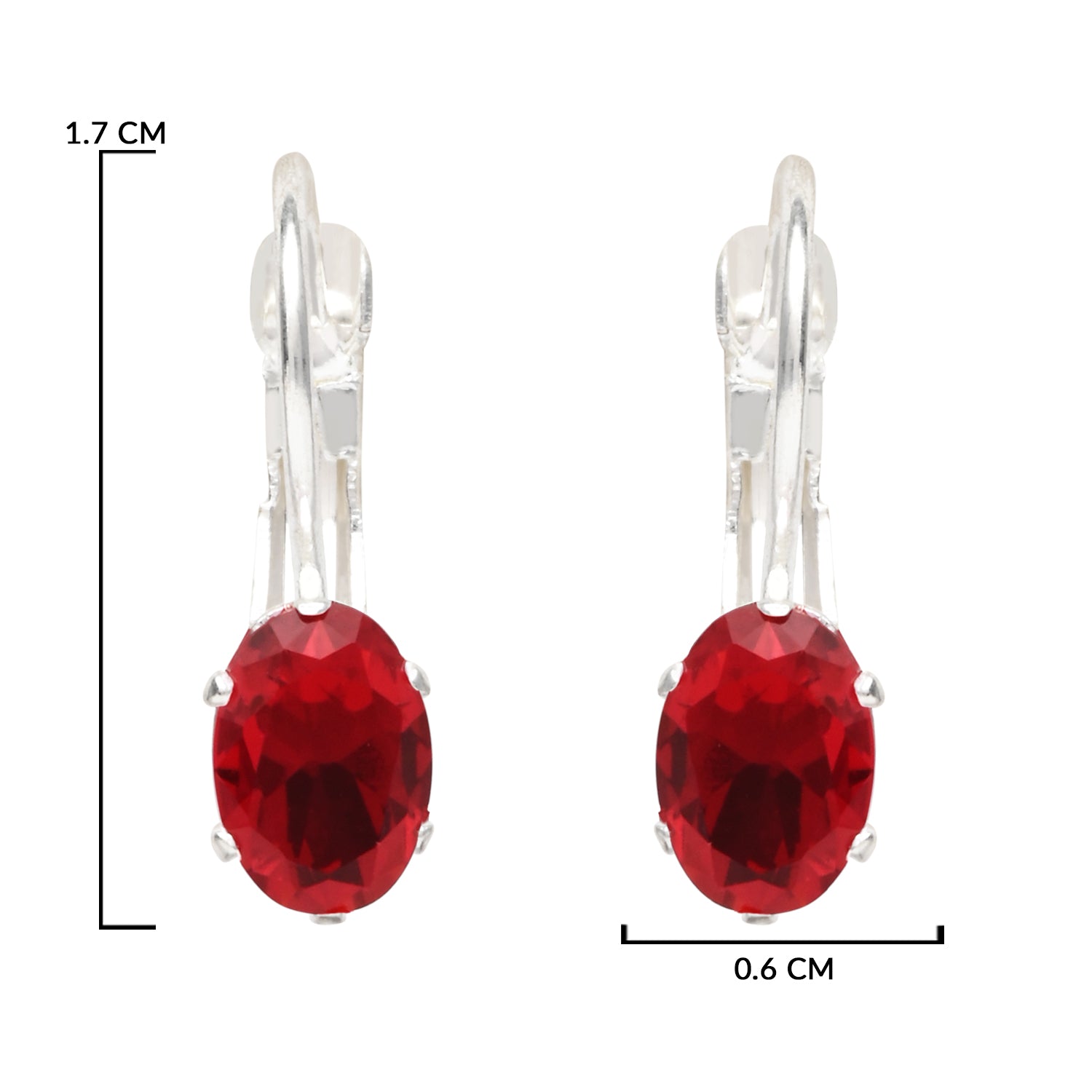 Etnico Silver Plated Oval-Cut Lever back Drop Small Fancy Earrings For Women