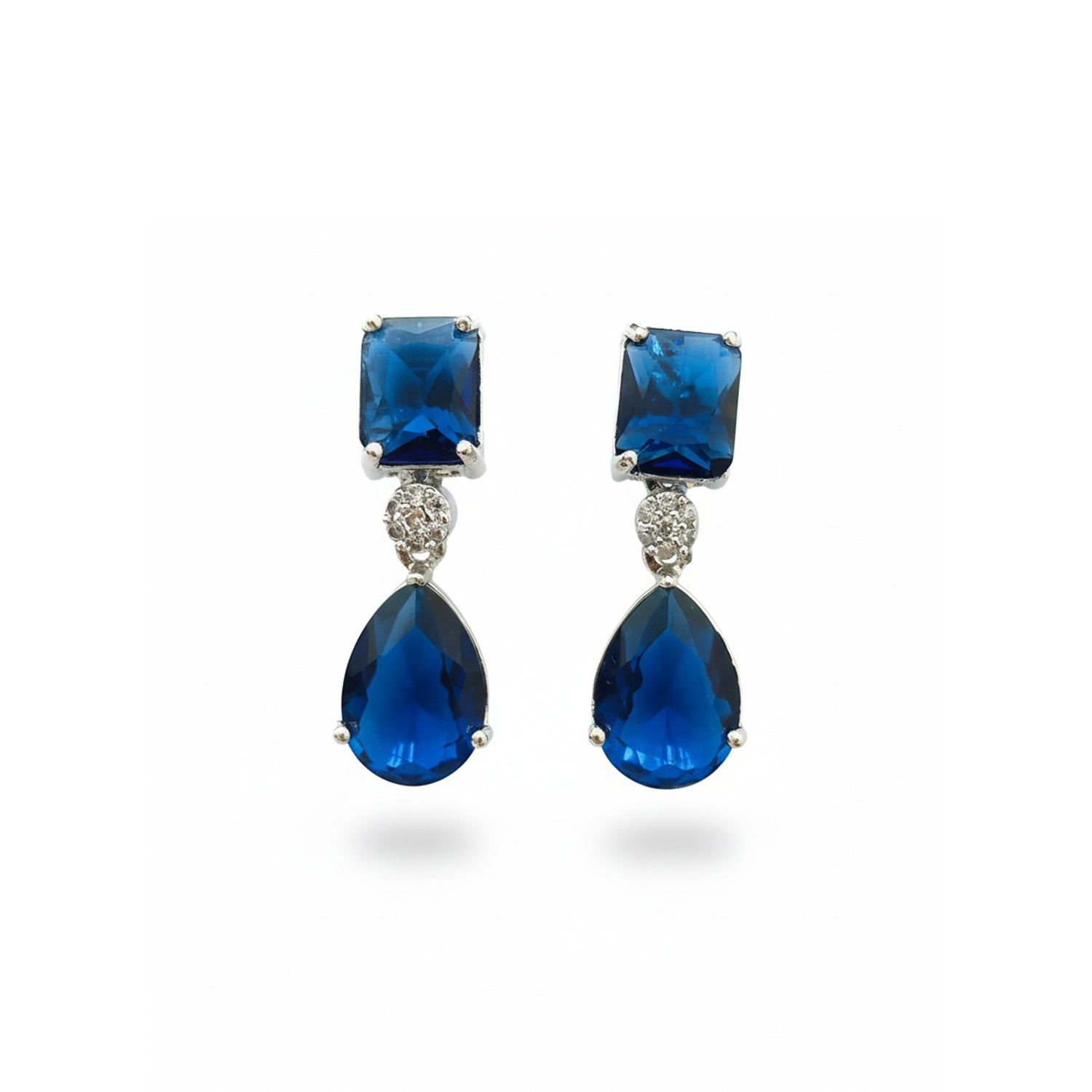 Etnico Silver Plated Designer American Diamond Earrings for Women