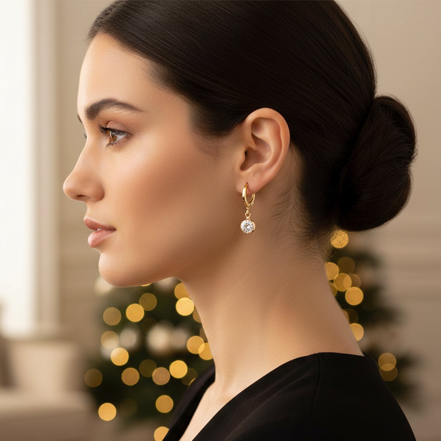 Etnico Gold Plated Fashion Stylish 3-Pair Drop Earrings Set for Women